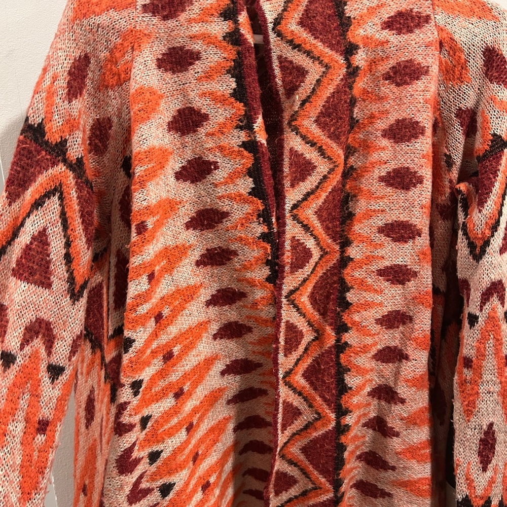 Anthropolgie Geometric Patterned Sweater - Orange and Red